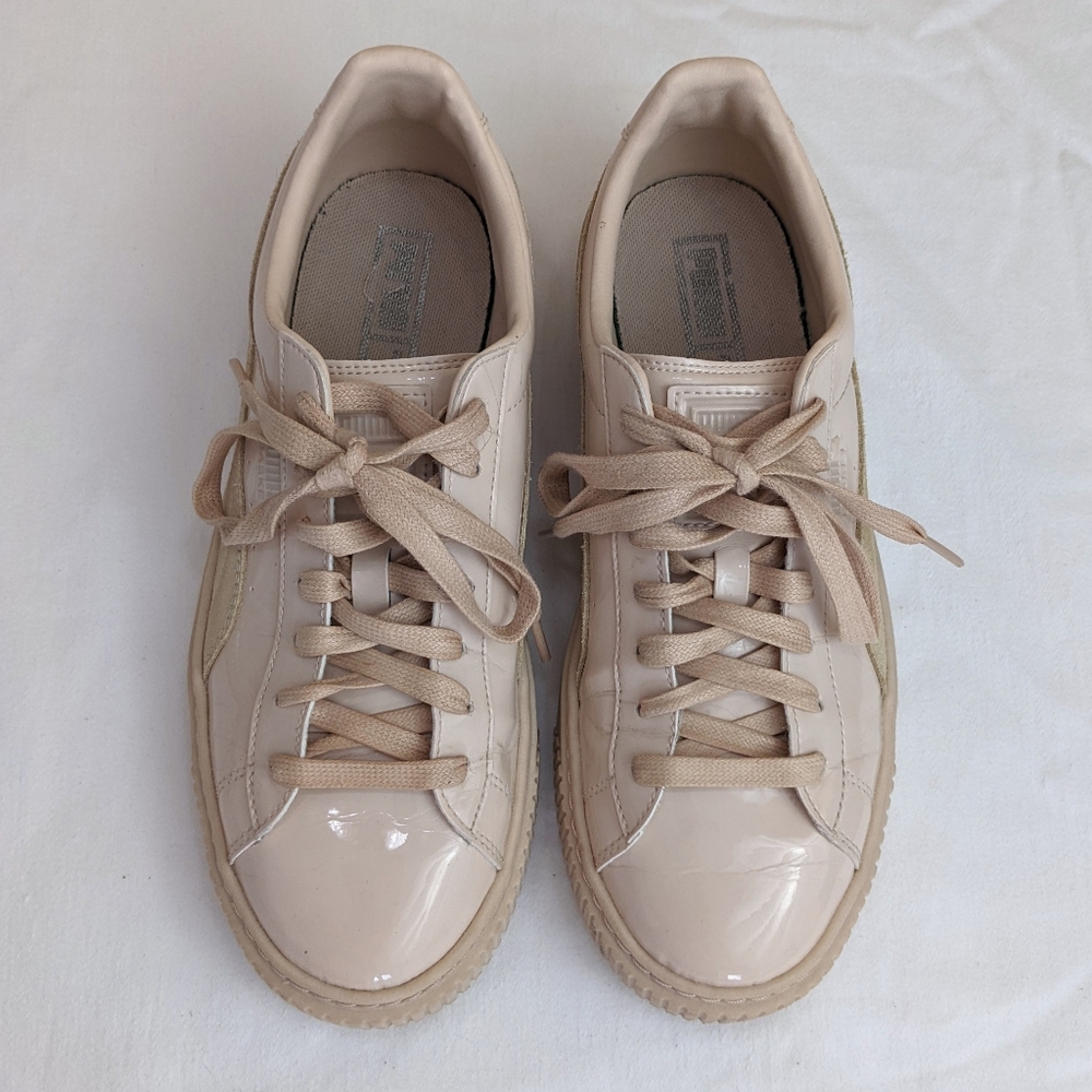 Puma Basket Nude Patent Sneakers SZ 9